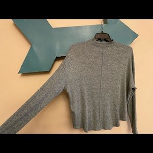 High mock neck long sleeve ribbed